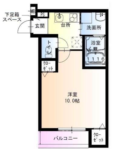 フジパレスJR長瀬(1K/1階)の間取り写真