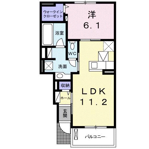 チトニア(1LDK/1階)の間取り写真