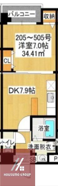カサデラフェリシダ(1LDK/2階)の間取り写真