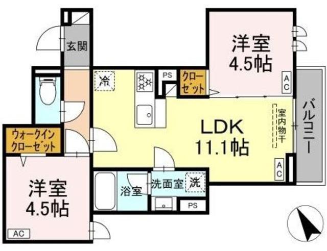セレスティア桜上水(2LDK/2階)の間取り写真