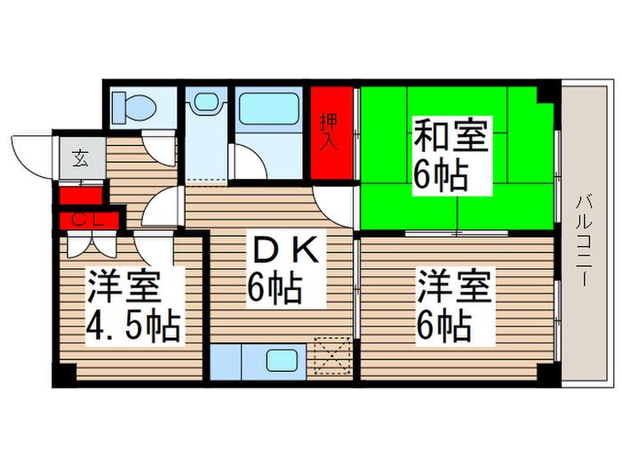 ルナマンション松戸(3DK/2階)の間取り写真