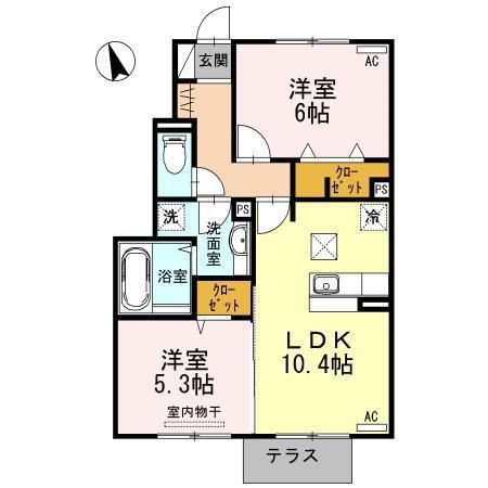 ランジェ ユイ(2LDK/1階)の間取り写真