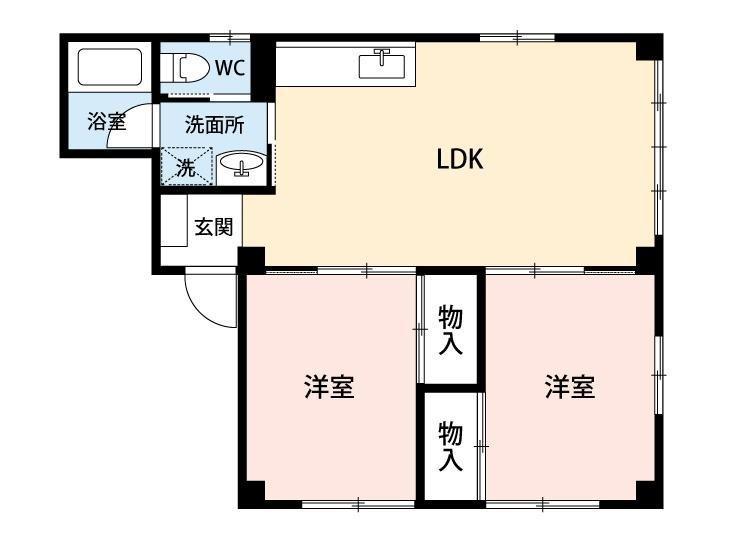 ハイツショウエイ(2LDK/1階)の間取り写真