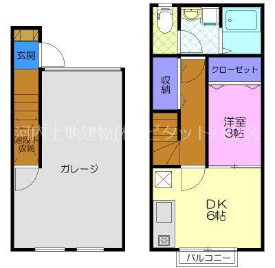 ファミーユ岩曽(1DK/2階)の間取り写真