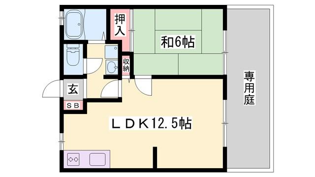 クレモナハイツ田寺(1LDK/1階)の間取り写真