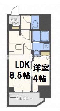 プレサンス北浜オリジン(1LDK/2階)の間取り写真