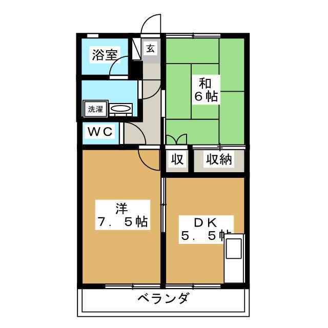 パルハイツ2(2DK/1階)の間取り写真