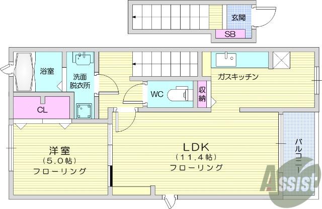 サニー・プロムナードⅡ(1LDK/2階)の間取り写真
