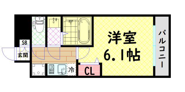 ファステート大正駅前トロフィ(1K/7階)の間取り写真