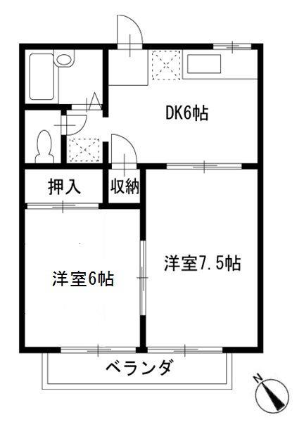 マンションDAI(2DK/2階)の間取り写真