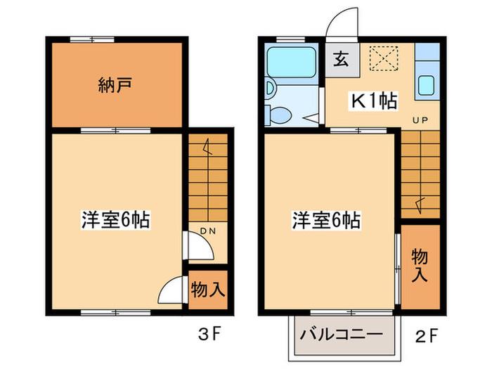 アーバンハイム(2K/2階)の間取り写真