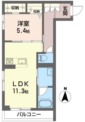 フォレストヴィラII(1LDK/1階)の間取り写真