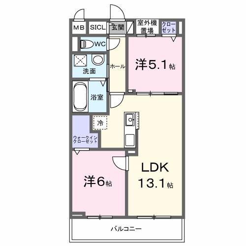 クルタ ラプシ(2LDK/2階)の間取り写真