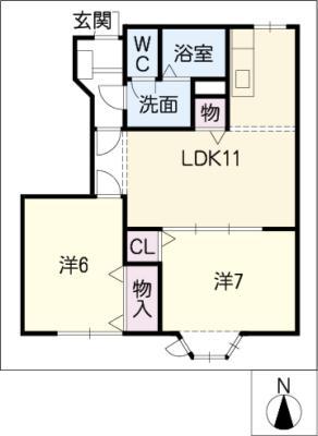 ルルススA(2LDK/1階)の間取り写真