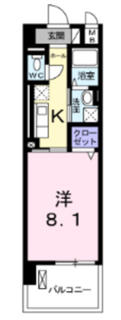 ヴァンヴェール(1K/2階)の間取り写真