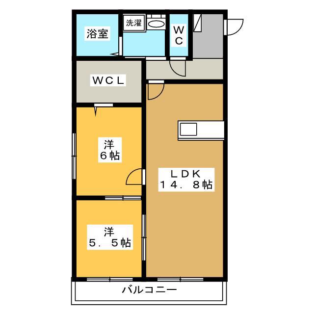 CHIEN AMOUR(2LDK/1階)の間取り写真