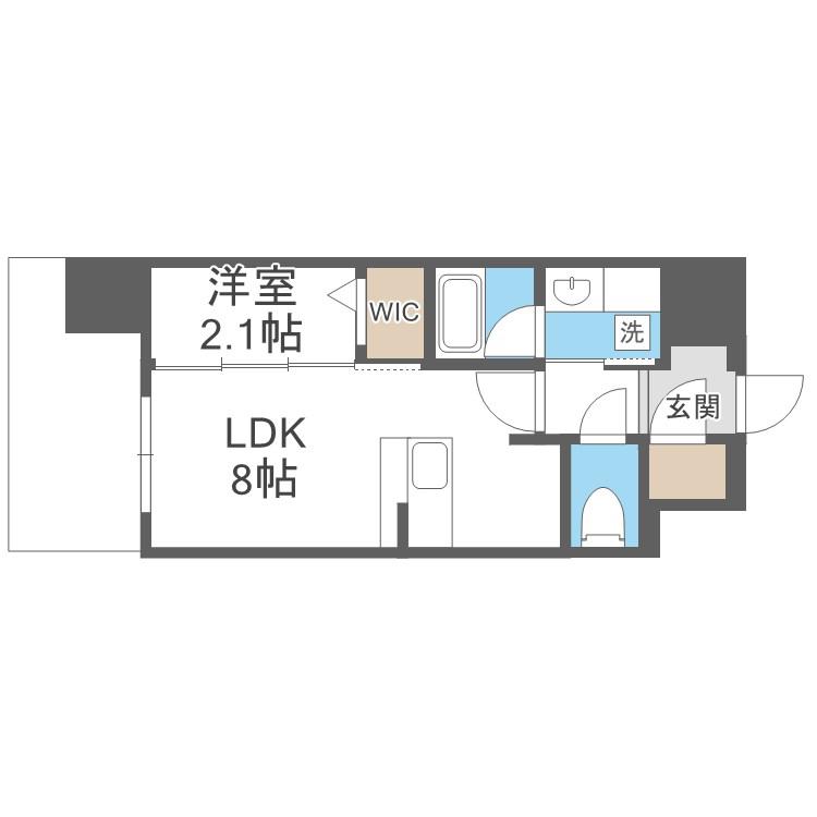 デュ・レジア博多レジデンス(1LDK/2階)の間取り写真