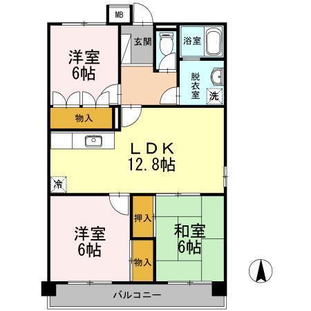 レジデンス17番館(3LDK/1階)の間取り写真