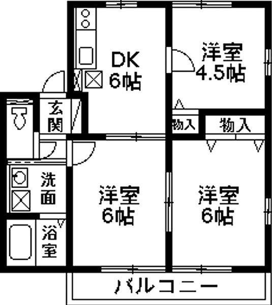 ハイム連取B(3DK/1階)の間取り写真