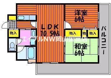 ライオンズマンション岡山南(2LDK/12階)の間取り写真