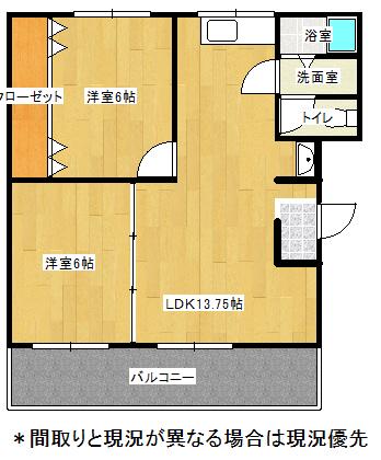 コーポサンライフI(2LDK/3階)の間取り写真