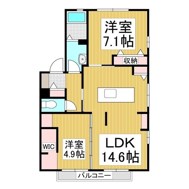 マルベリーハイツ A(2LDK/1階)の間取り写真