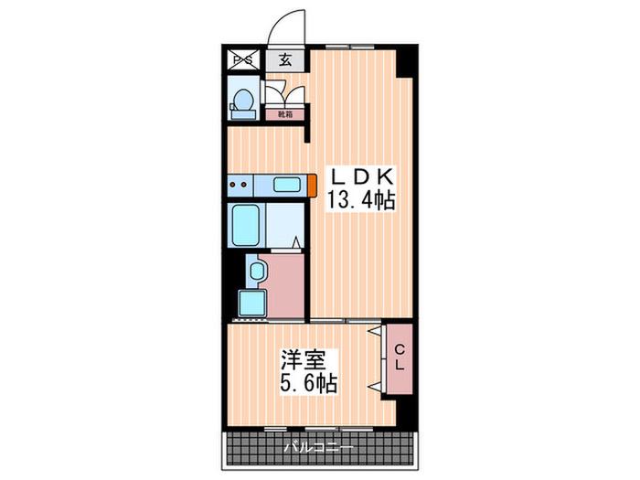 グレースコート東海田(1LDK/4階)の間取り写真