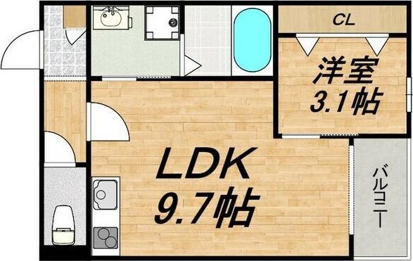 LECOCON大同(1LDK/1階)の間取り写真