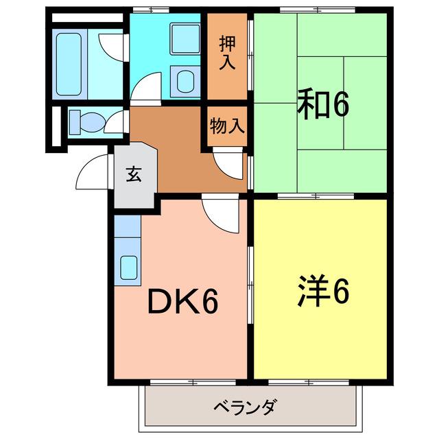 サープラスサンアイB棟(2DK/2階)の間取り写真
