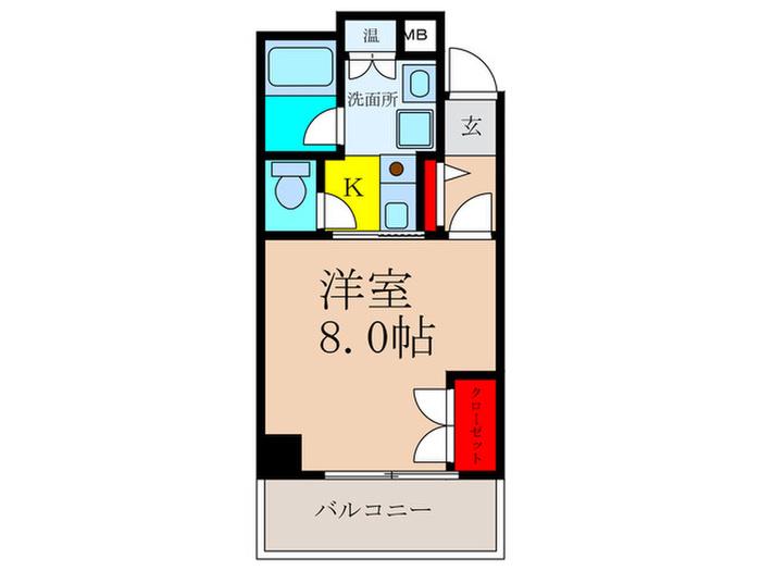 アスティオン城南(1K/5階)の間取り写真