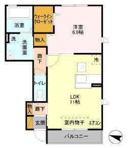 ローズハイム(1LDK/1階)の間取り写真