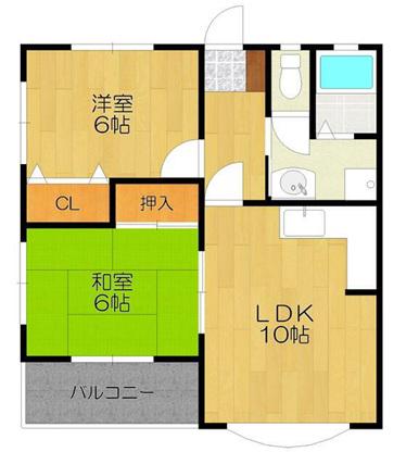 コーポ・サンドリバー(2LDK/2階)の間取り写真
