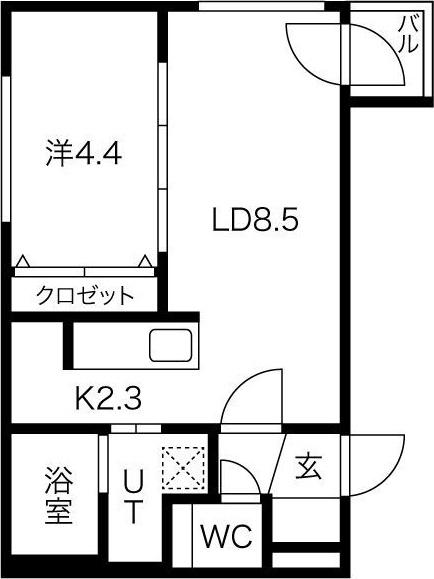 シティプレミア宮の森(1LDK/4階)の間取り写真
