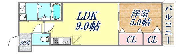 フジパレス尼崎東園田2番館(1LDK/3階)の間取り写真