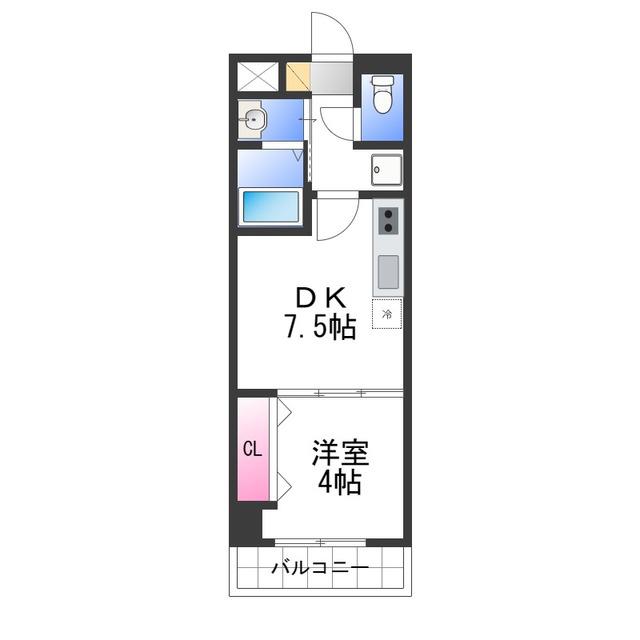 KSスクエア岸和田北町(1DK/6階)の間取り写真