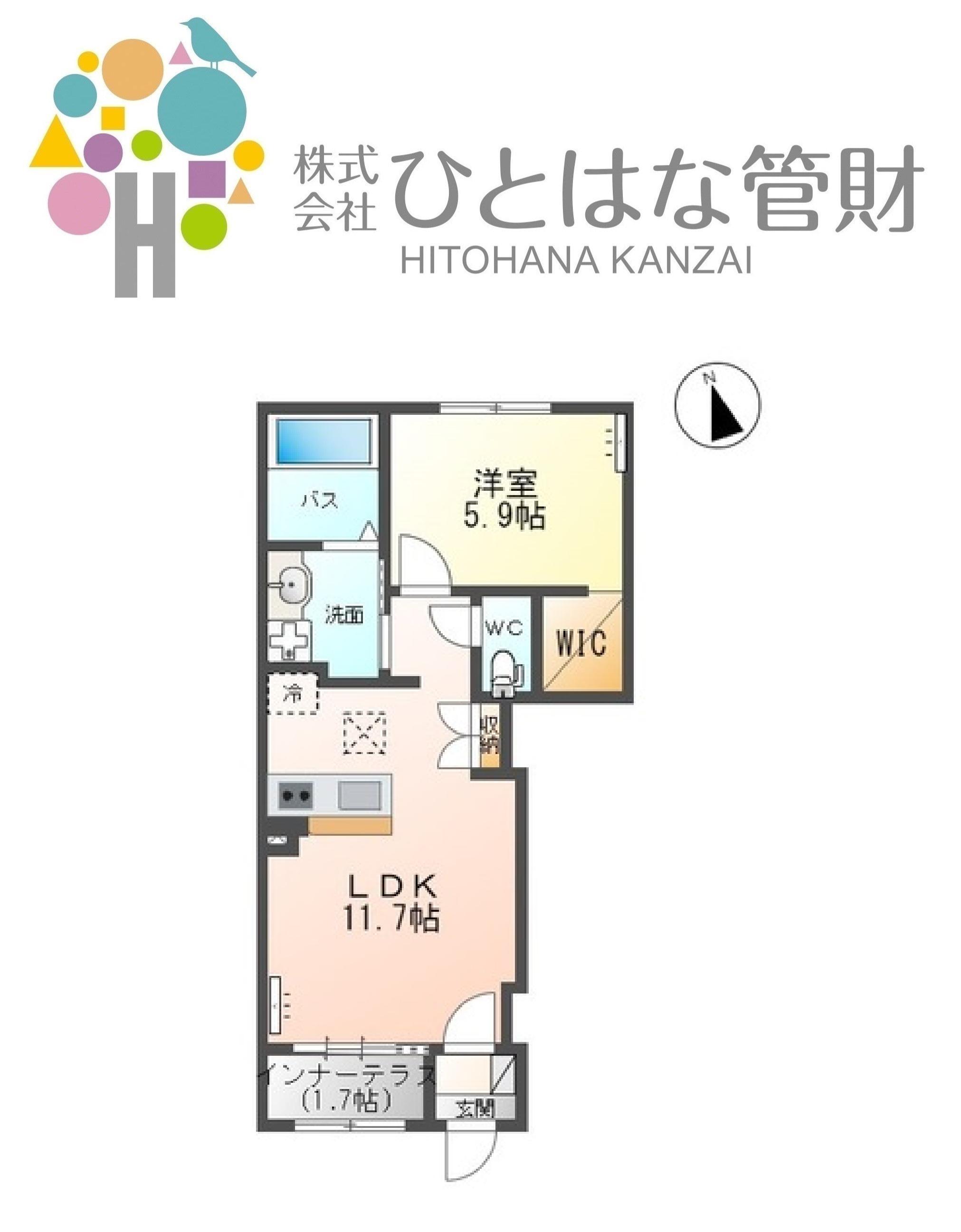 ミルフルール(1LDK/1階)の間取り写真