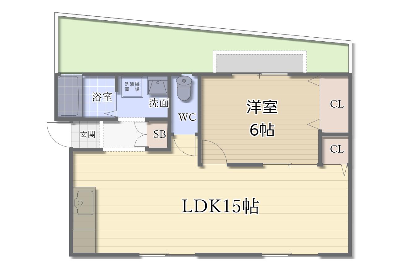 ボナールニシオ(1LDK/1階)の間取り写真