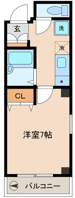 ウエスト VILLAGE(1K/3階)の間取り写真