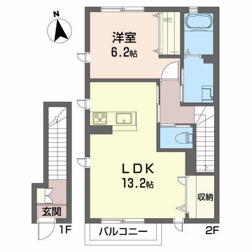 エスペランサ イースト(1LDK/2階)の間取り写真