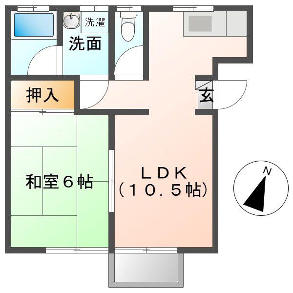 ターナハイツA(1LDK/2階)の間取り写真