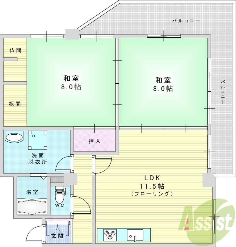 ハイムフロイデ(2LDK/3階)の間取り写真