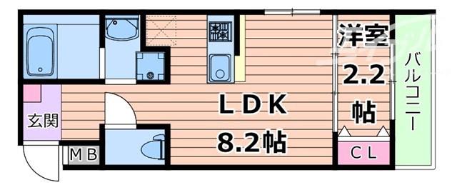 リアコート千里丘II ノース(1LDK/1階)の間取り写真