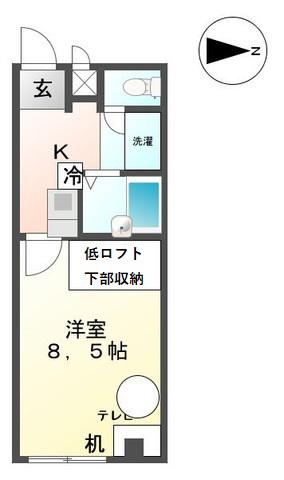 メゾンエスポワール希望(1K/2階)の間取り写真