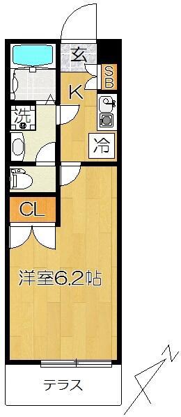 センタービレッジ東松戸(1K/1階)の間取り写真