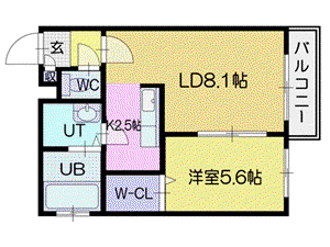 アンジュ・フルール(1LDK/1階)の間取り写真