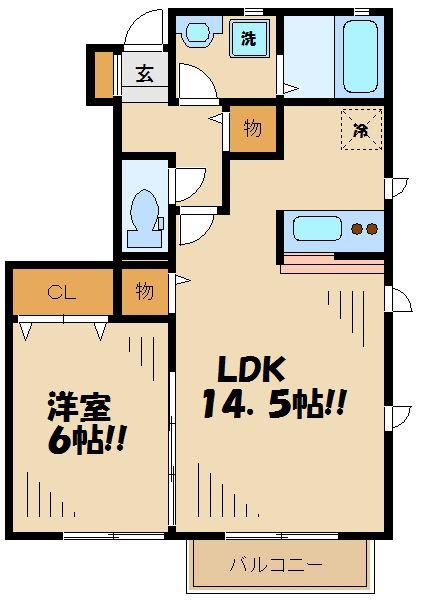 クエルボ烏山(1LDK/1階)の間取り写真