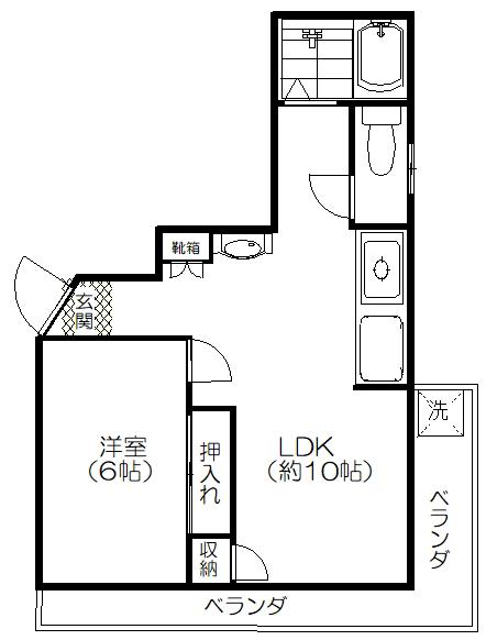 いらかビル(1LDK/3階)の間取り写真