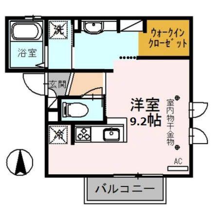 COCO(ワンルーム/2階)の間取り写真