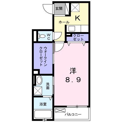 ソレイユ(1K/4階)の間取り写真