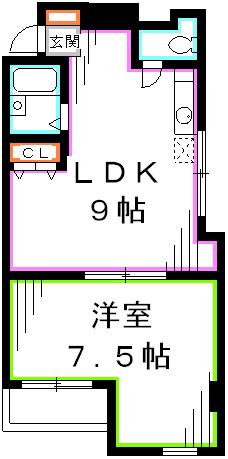 第5勝又ビル(1LDK/3階)の間取り写真